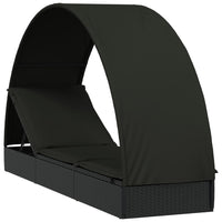 Thumbnail for Sonnenliege mit Runddach Schwarz 211x57x140 cm Poly Rattan