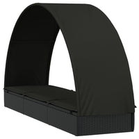 Thumbnail for Sonnenliege mit Runddach Schwarz 211x57x140 cm Poly Rattan