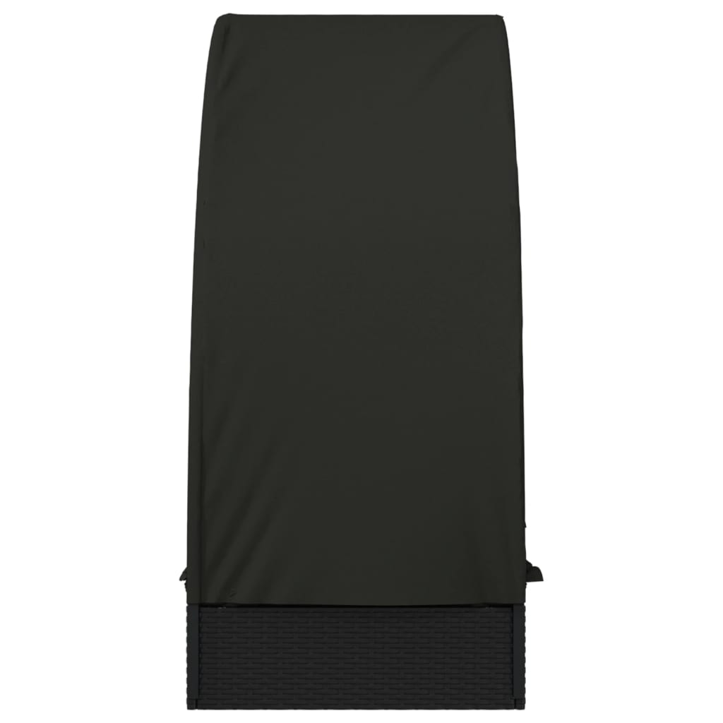 Sonnenliege mit Runddach Schwarz 211x57x140 cm Poly Rattan