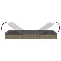 Thumbnail for Sonnenliegen 2 Stk. Grau 201x55x20 cm Poly Rattan