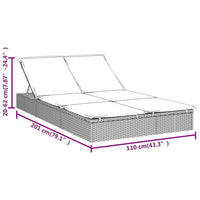 Thumbnail for Sonnenliegen 2 Stk. Grau 201x55x20 cm Poly Rattan