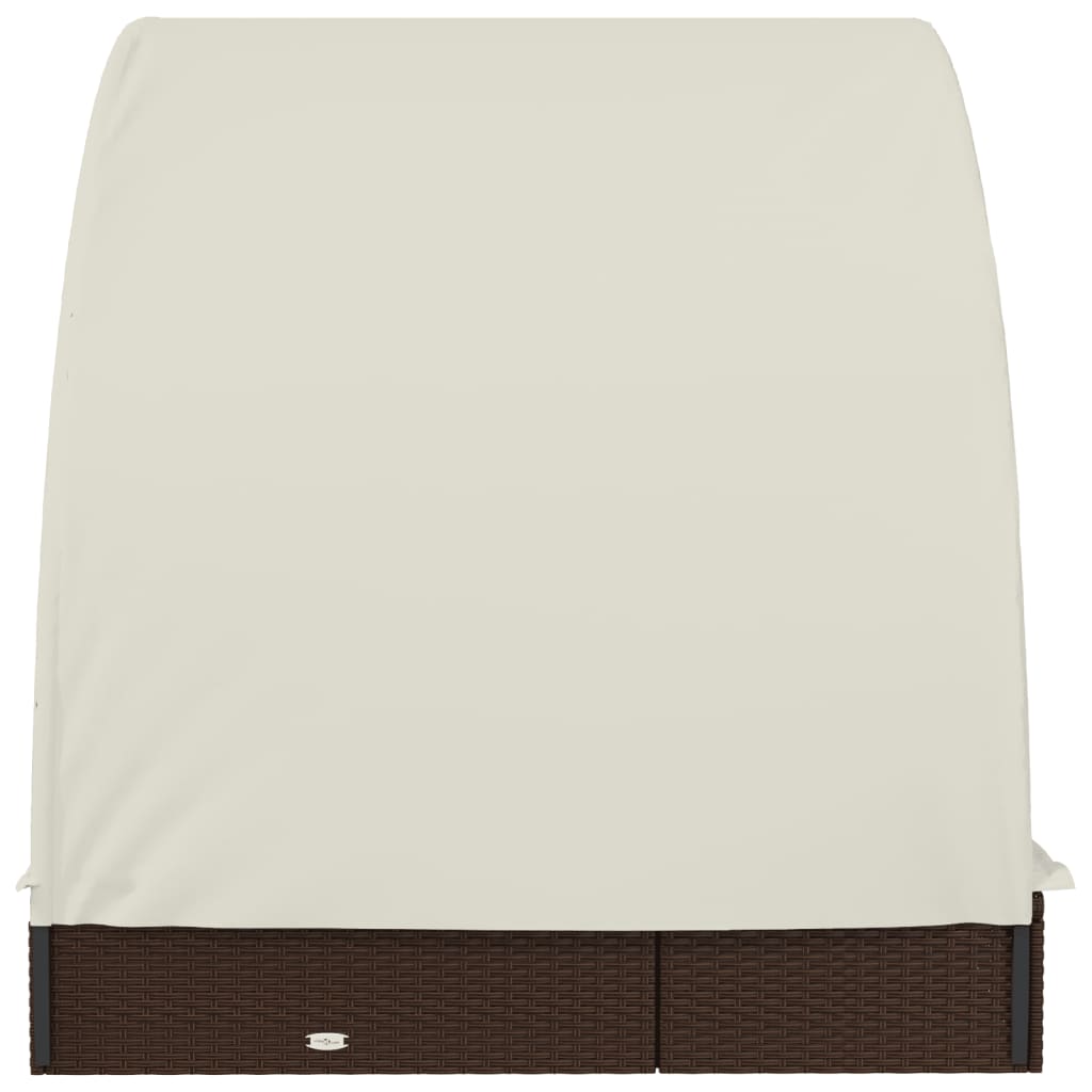 Sonnenliegen 2 Stk. Runddach Braun 211x112x140 cm Poly Rattan