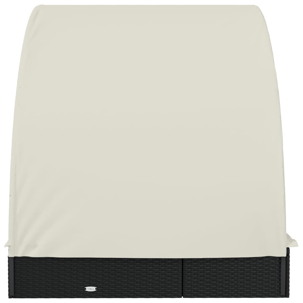 Sonnenliegen 2 Stk. Runddach Schwarz 211x112x140 cm Poly Rattan
