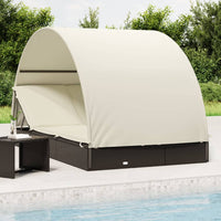 Thumbnail for Sonnenliegen 2 Stk. Runddach Schwarz 211x112x140 cm Poly Rattan