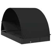 Thumbnail for Sonnenliegen 2 Stk. Runddach Schwarz 211x112x140 cm Poly Rattan