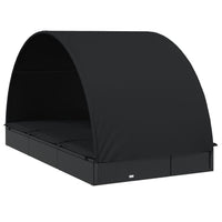 Thumbnail for Sonnenliegen 2 Stk. Runddach Schwarz 211x112x140 cm Poly Rattan