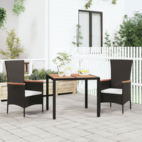 Thumbnail for Gartentisch mit Holzplatte Schwarz Poly Rattan & Akazienholz