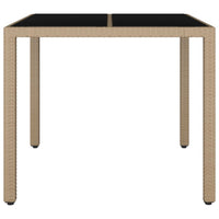Thumbnail for Gartentisch mit Glasplatte Beige Poly Rattan & Hartglas