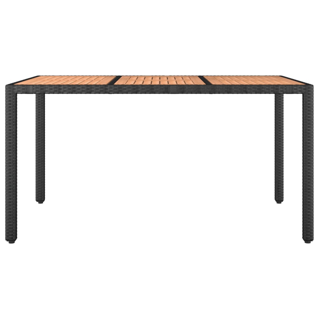 Gartentisch mit Holzplatte Schwarz Poly Rattan & Akazienholz