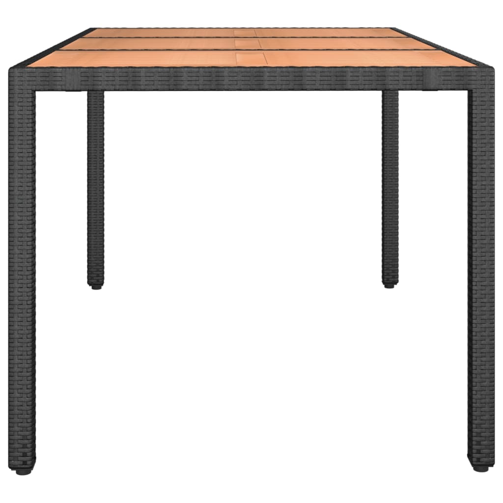 Gartentisch mit Holzplatte Schwarz Poly Rattan & Akazienholz