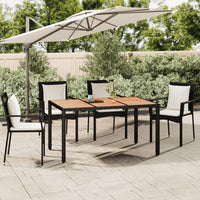 Thumbnail for Gartentisch mit Holzplatte Schwarz Poly Rattan & Akazienholz