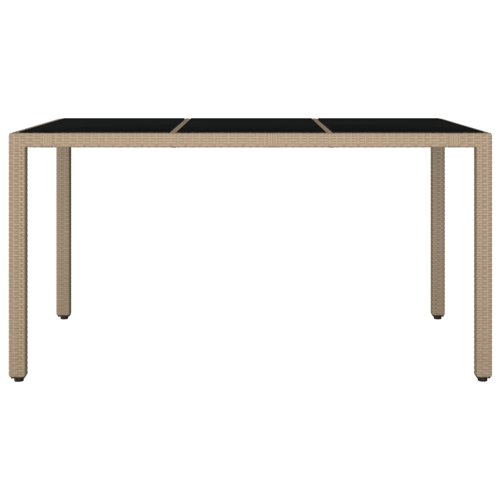 Gartentisch mit Glasplatte Beige Poly Rattan & Hartglas