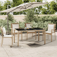 Thumbnail for Gartentisch mit Glasplatte Beige Poly Rattan & Hartglas