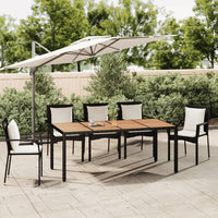 Thumbnail for Gartentisch mit Holzplatte Schwarz Poly Rattan & Akazienholz