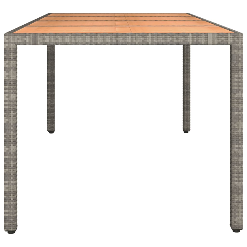 Gartentisch mit Holzplatte Grau Poly Rattan & Massivholz Akazie