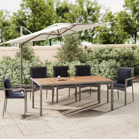 Thumbnail for Gartentisch mit Holzplatte Grau Poly Rattan & Massivholz Akazie