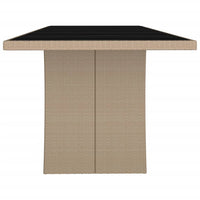 Thumbnail for Gartentisch mit Glasplatte Beige Poly Rattan & Hartglas