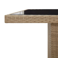 Thumbnail for Gartentisch mit Glasplatte Beige Poly Rattan & Hartglas