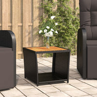 Thumbnail for Beistelltisch mit Holzplatte Schwarz Poly Rattan & Akazienholz