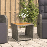 Thumbnail for Beistelltisch mit Holzplatte Grau Poly Rattan & Akazienholz