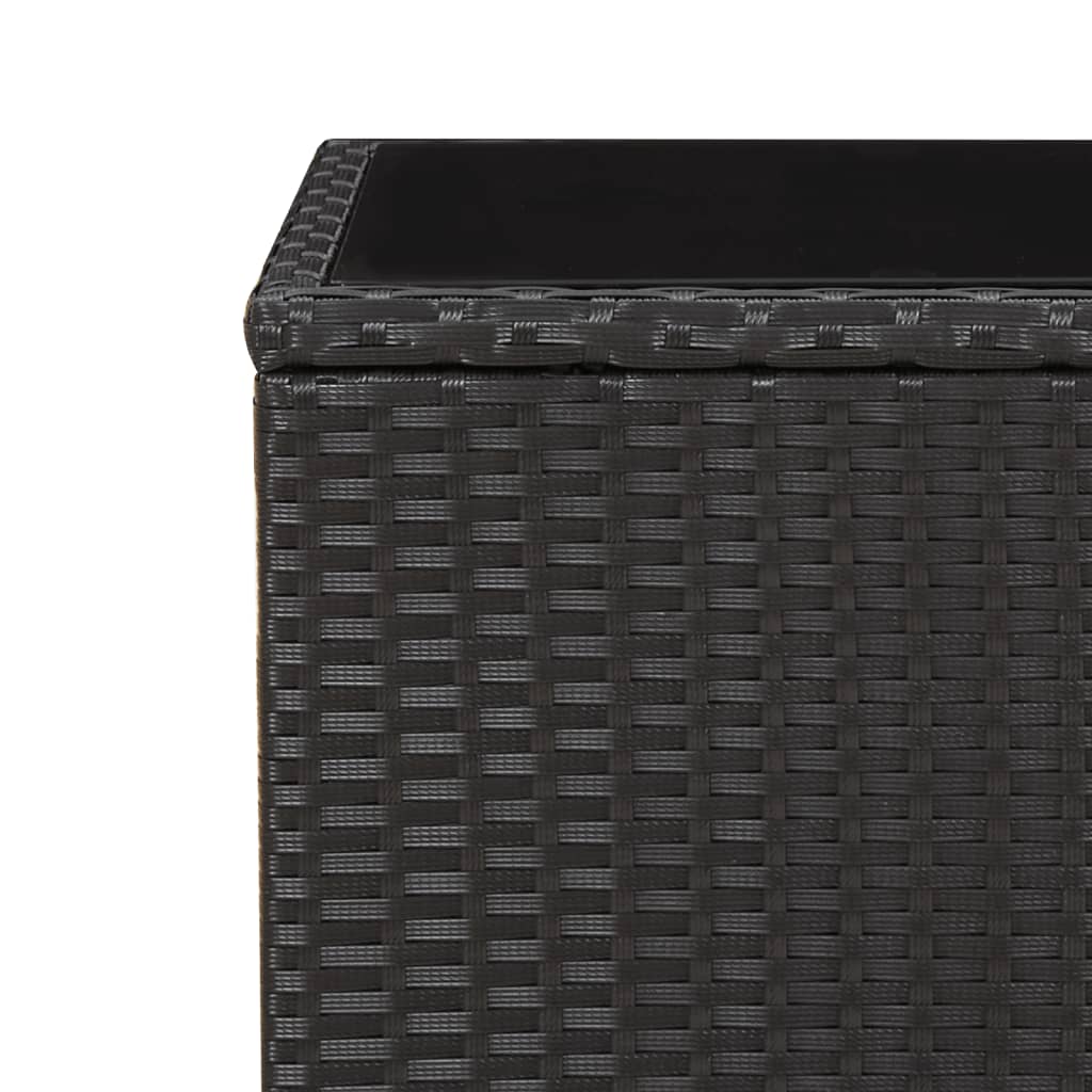 Beistelltisch mit Glasplatte Schwarz Poly Rattan & Hartglas