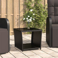 Thumbnail for Beistelltisch mit Glasplatte Schwarz Poly Rattan & Hartglas