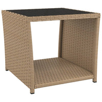 Thumbnail for Beistelltisch mit Glasplatte Beige Poly Rattan & Hartglas