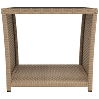 Thumbnail for Beistelltisch mit Glasplatte Beige Poly Rattan & Hartglas