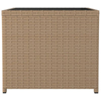 Thumbnail for Beistelltisch mit Glasplatte Beige Poly Rattan & Hartglas