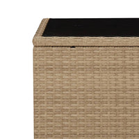 Thumbnail for Beistelltisch mit Glasplatte Beige Poly Rattan & Hartglas