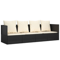 Thumbnail for Outdoor-Loungebett mit Kissen Schwarz Poly Rattan