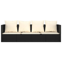Thumbnail for Outdoor-Loungebett mit Kissen Schwarz Poly Rattan