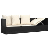 Thumbnail for Outdoor-Loungebett mit Kissen Schwarz Poly Rattan