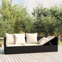 Thumbnail for Outdoor-Loungebett mit Kissen Schwarz Poly Rattan