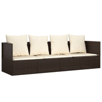 Thumbnail for Outdoor-Loungebett mit Kissen Braun Poly Rattan