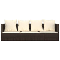 Thumbnail for Outdoor-Loungebett mit Kissen Braun Poly Rattan