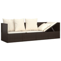 Thumbnail for Outdoor-Loungebett mit Kissen Braun Poly Rattan