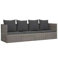 Thumbnail for Outdoor-Loungebett mit Kissen Grau Poly Rattan