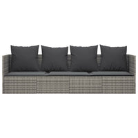 Thumbnail for Outdoor-Loungebett mit Kissen Grau Poly Rattan
