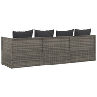 Thumbnail for Outdoor-Loungebett mit Kissen Grau Poly Rattan