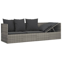 Thumbnail for Outdoor-Loungebett mit Kissen Grau Poly Rattan