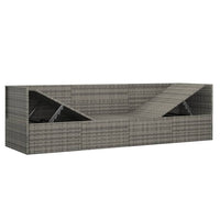 Thumbnail for Outdoor-Loungebett mit Kissen Grau Poly Rattan