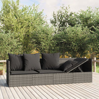 Thumbnail for Outdoor-Loungebett mit Kissen Grau Poly Rattan