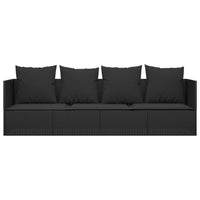 Thumbnail for Outdoor-Loungebett mit Kissen Schwarz Poly Rattan