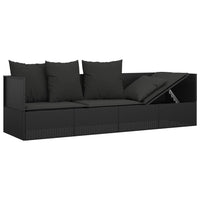 Thumbnail for Outdoor-Loungebett mit Kissen Schwarz Poly Rattan