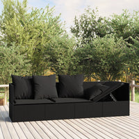 Thumbnail for Outdoor-Loungebett mit Kissen Schwarz Poly Rattan