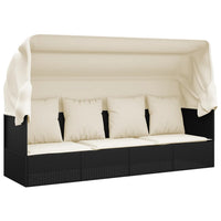 Thumbnail for Outdoor-Loungebett mit Dach und Kissen Schwarz Poly Rattan