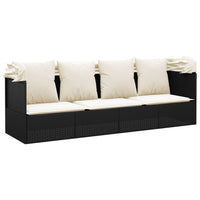 Thumbnail for Outdoor-Loungebett mit Dach und Kissen Schwarz Poly Rattan