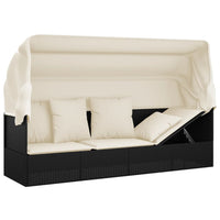 Thumbnail for Outdoor-Loungebett mit Dach und Kissen Schwarz Poly Rattan
