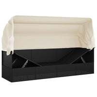 Thumbnail for Outdoor-Loungebett mit Dach und Kissen Schwarz Poly Rattan